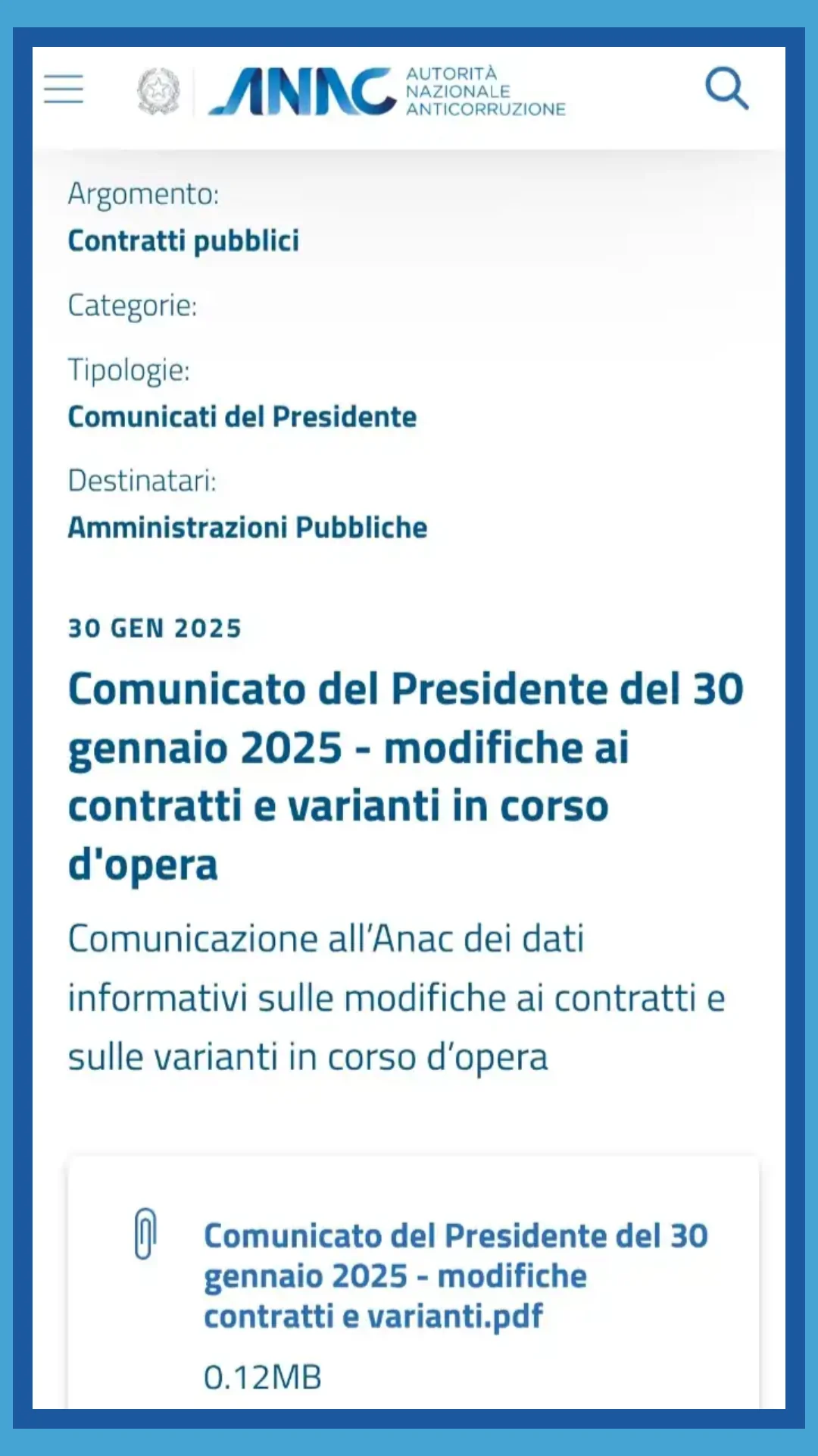 Comunicato_ANAC_30gen2025_final Comunicato ANAC del 30 gennaio 2025 su modifiche e variante in corso d'opera